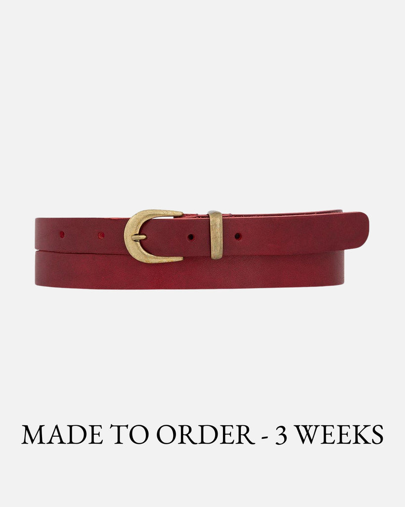 PREORDER Ank | Skinny Leather Belt with Gold Buckle & Keeper