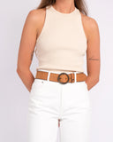 Pip | Vintage Round Buckle Leather Belt